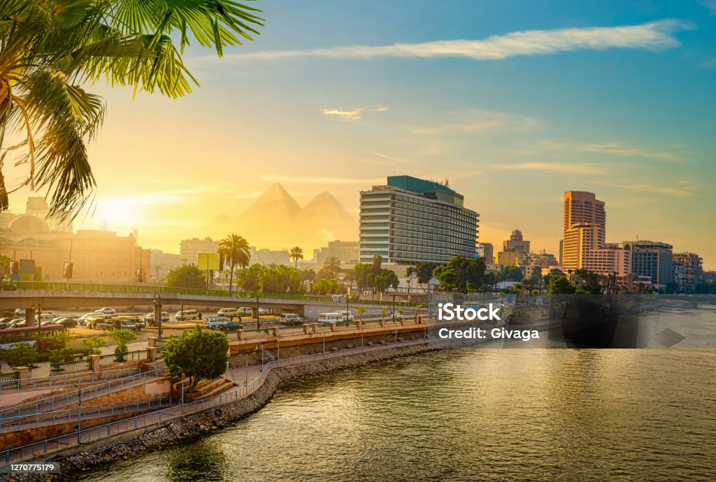 Cairo found Nile View on modern Cairo from the Nile Cairo Stock Photo