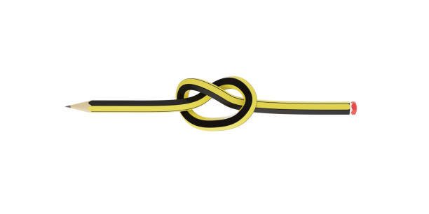 istock Knotted graphite pencil isolated on a white background. 3d illustration. 1270779878
