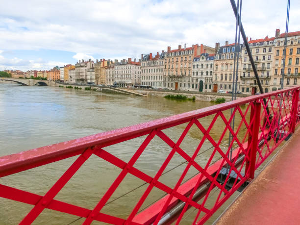 istock Bridge across river Rhone on winter sunny day, Lyon 1270780667