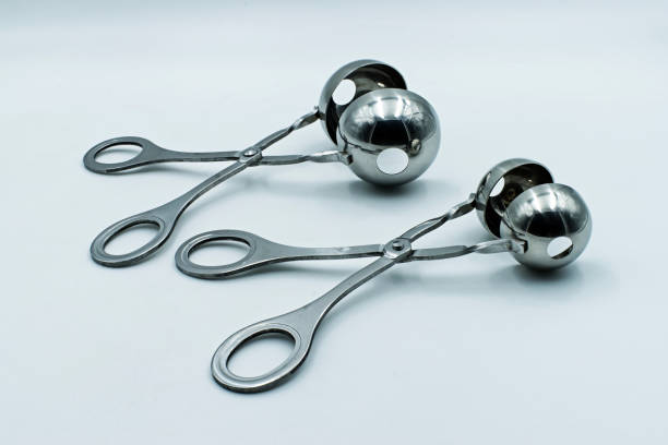 istock Metal tool for making meatballs, isolated on white background 1270780717