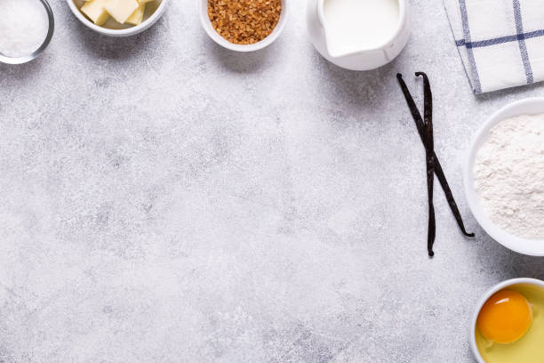 istock Ingredients for baking - flour, milk, salt, sugar, eggs. 1270783327