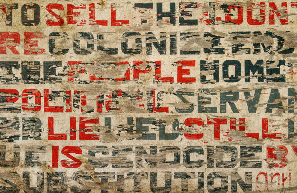 Old weathered wooden wall background red grey letters