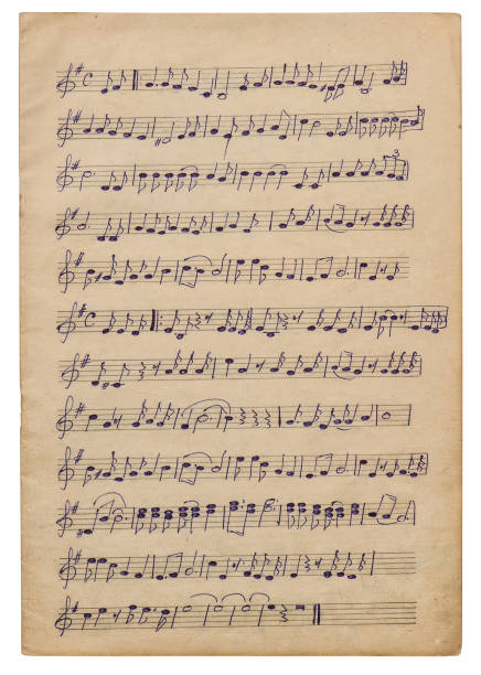 feuille de papier notes musicales manuscrites aperçue de la superposition de découpage de scrapbook - ephemera photos et images de collection