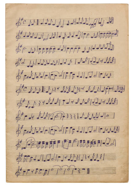 istock Paper sheet handwritten musical notes Background scrapbook decoupage overlay 1270784004