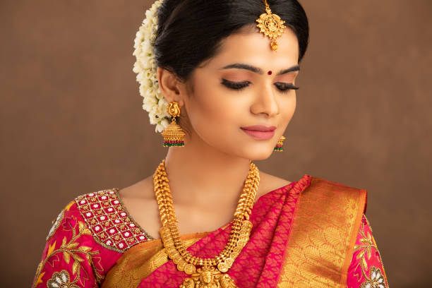 istock Pretty Indian young Hindu Bride in studio shot. 1270784870