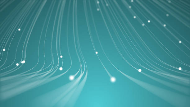 3d rendering of futuristic illustration of lines and dots. Technology concept of radio or sound wave. stock photo