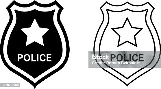 istock Police badge icon.Vector isolated black and linear police badge icons. Stock vector. 1270793441