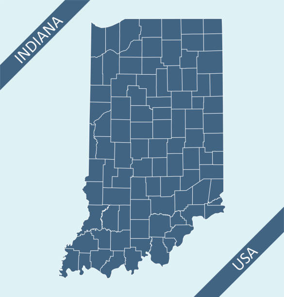 Counties map of Indiana Highly detailed county map of Indiana state of United States of America for web banner, mobile, smartphone, iPhone, iPad applications and educational use. The map is accurately prepared by a map expert. evansville indiana stock illustrations