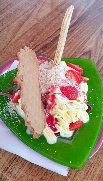 istock Spaghetti ice with strawberries and waffles 1270803252