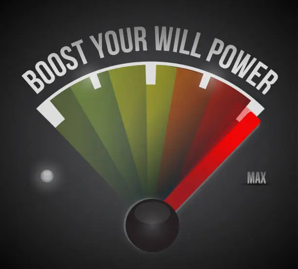 Vector illustration of Boost your will power to the max illustration design