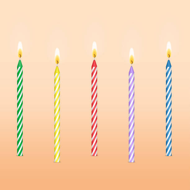 istock Birthday cake candles with burning flames, vector illustration. Color set. Easy to recolor 1270812898