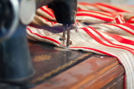 Curtain on old sewing machine