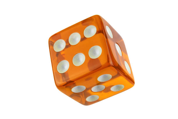 istock Dice of caramel color isolated on white without shadow. Numbers three, five, six. 1270820313