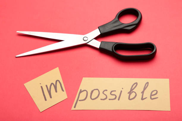istock Impossible Is Possible Concept. card with the text impossible, cutting the word im so it written possible. 1270823895