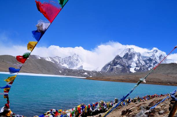 istock Prayer flags in Gurudongmar lake 1270825440