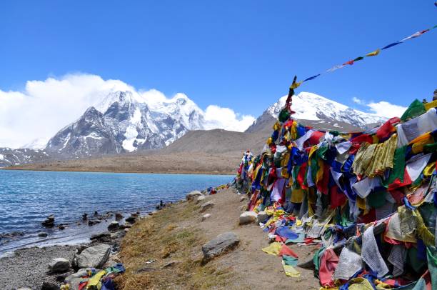 istock Buddhist Prayer flags in Gurudongmar lake 1270825527