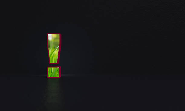 istock Frosted glass - exclamation mark simbol - dark background - 3d rendering 1270832058