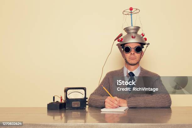 Electro Therapy Man Stock Photo - Download Image Now - Inspiration, Contemplation, Humor