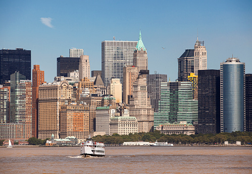 Urban skyline over the Hudson River in New York, USA