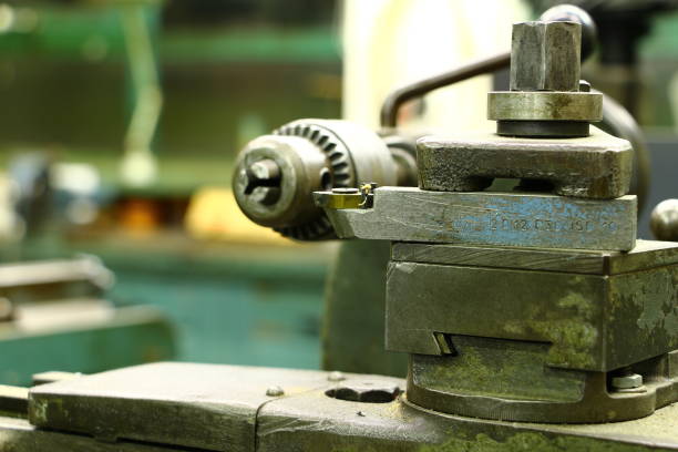 istock Drilling chuck and rotary chisel of a conventional lathe 1270838826