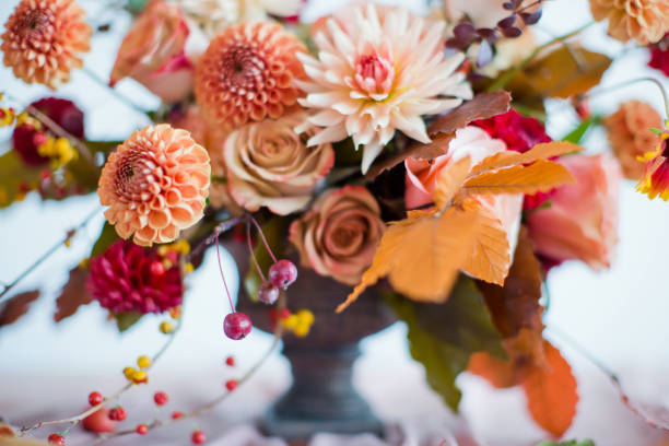 istock Autumn flowers bouquet in vase 1270840114