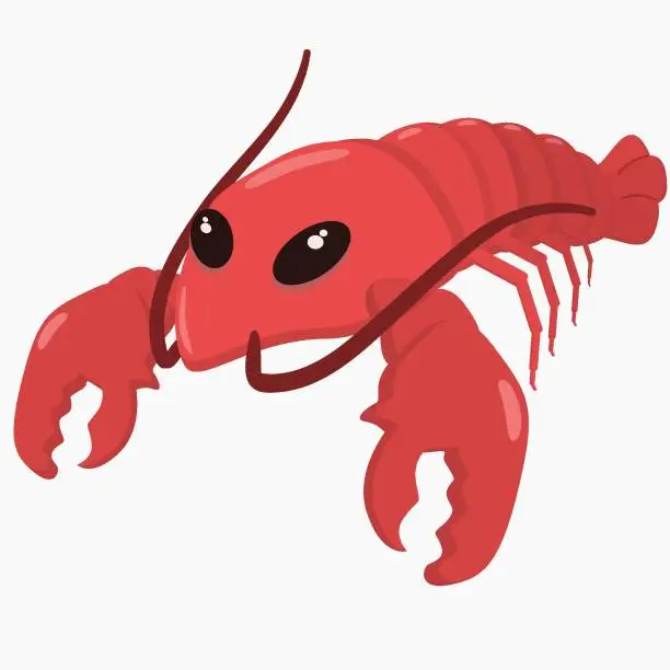 Vector illustration of illustration of a pink lobster on a white background