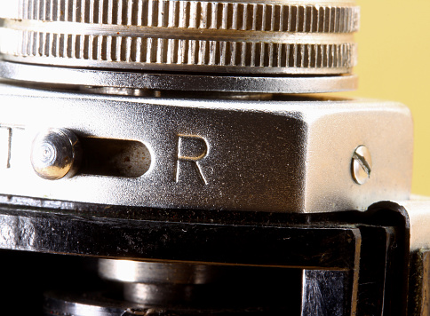 close-up old film camera detail