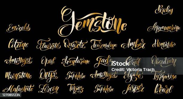 Gem Lettering Gem Names Gemstones Lettering Set Great Vector Stock Stock Illustration ...