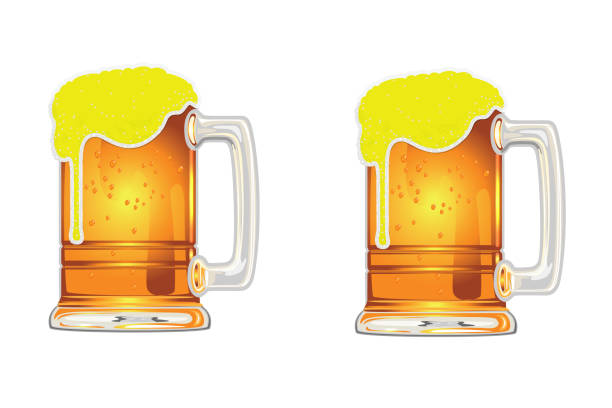 Close up Glass of beer on white background