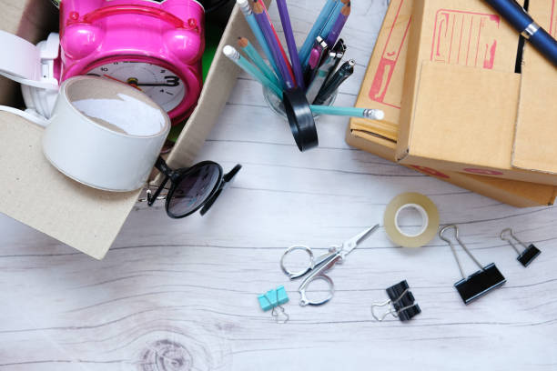 istock Preparing parcels for shipment to customers on table in home office,Parcel cardboard box packing on table. Online selling, e-commerce concept 1270867354