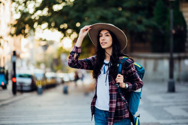istock Girl on a journey walking and exploring the city 1270868417