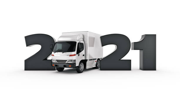 istock delivery truck concept 2021 New Year sign. 3d rendering. 3d rendering 1270869001
