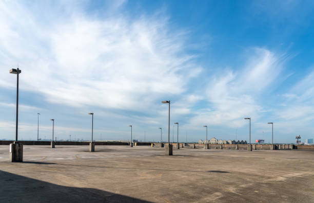 istock Large and Empty Roof Top Parking Lot in houston Texas 1270870598