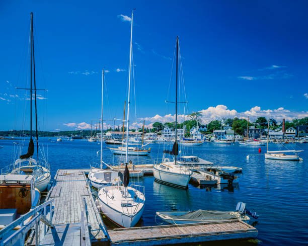 BRIGHT SUMMER MORNING ON THE MAINE COAST AT BOOTHBAY HARBOR, MAINE