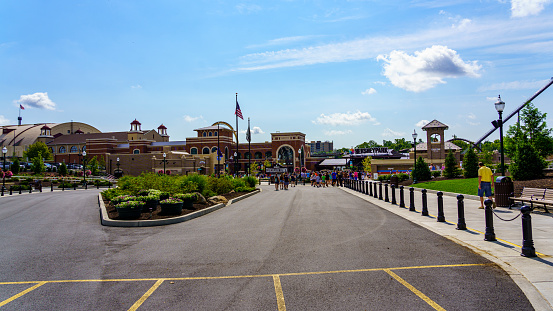 Hershey, PA, USA - September 4, 2020: The new entrance to Hersheypark, a popular attraction in Chocolatetown USA.