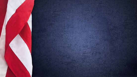 Bandera Patriota Americana y Textura Azul con Espacio de Copia, Vacaciones de los Estados Unidos y Antecedentes Electorales photo