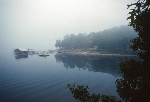 Lake of the Ozarks - Lake & Morning Fog 1980. Scanned from Kodachrome 25 slide.