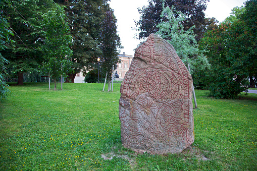 A rune stone from the Viking era in Uppsala, Sweden.
