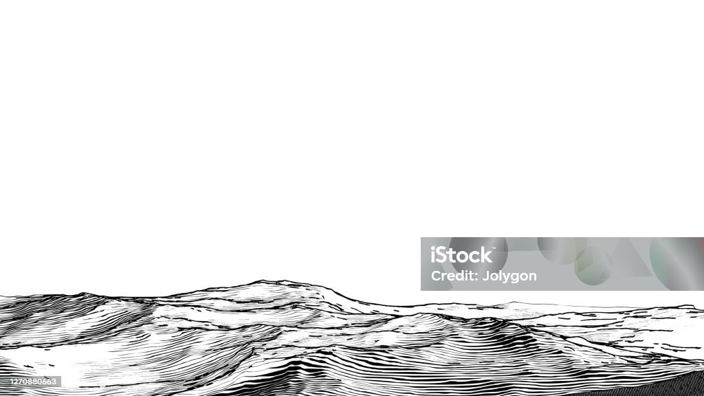 抽象的なヴィンテージ木版画物理地理前景ストック - 海のロイヤリティフリーベクトルアート