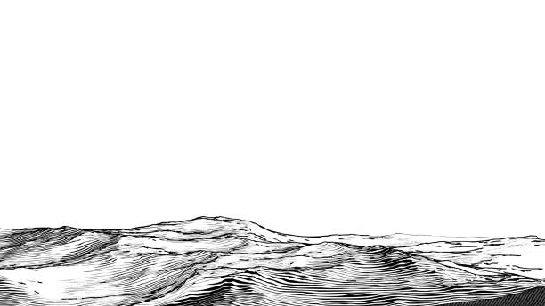 抽象的なヴィンテージ木版画物理地理前景ストック - 海点のイラスト素材／クリップアート素材／マンガ素材／アイコン素材