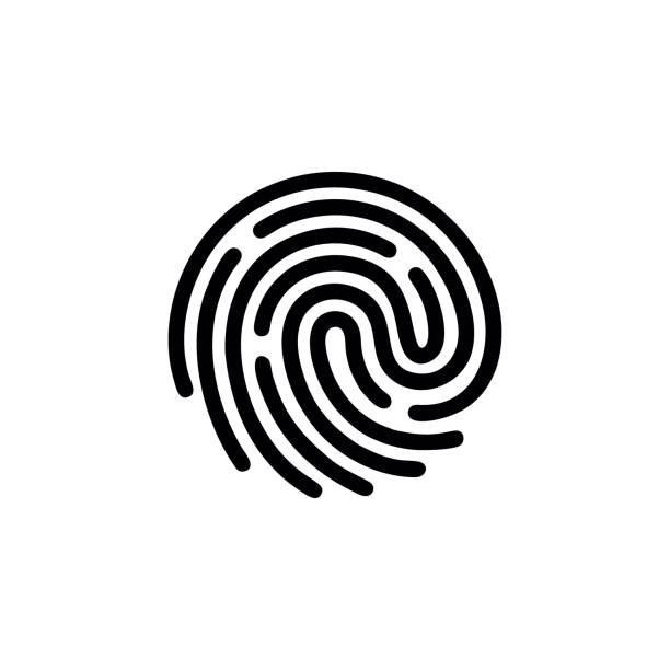 지문 아이콘 - fingerprint thumbprint biometrics human thumb stock illustrations