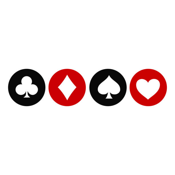 karty talii garnitur okrągłe przyciski - silhouette poker computer icon symbol stock illustrations