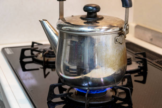 istock Gas stove and metal kettle 1270885998