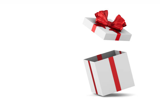 istock open white gift box with red bow on white background. Isolated 3D illustration 1270890409