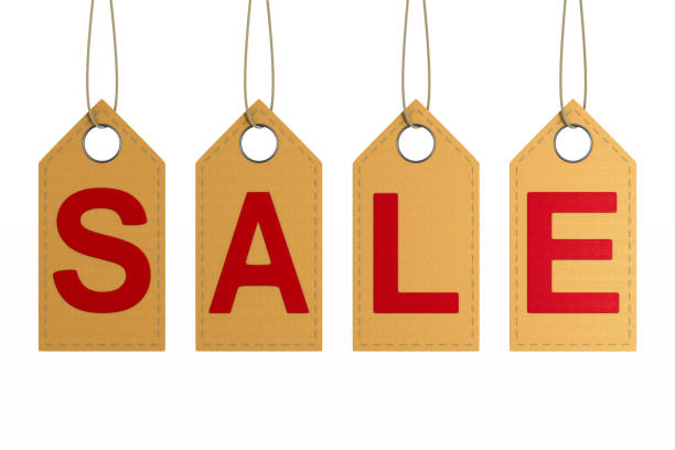 istock leather label with text sale on white background. Isolated 3D illustration 1270891887