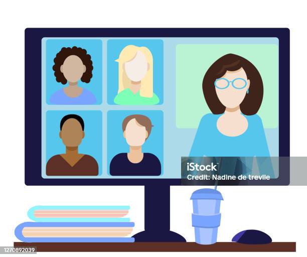 Video Call Class Online Class Video Call Chatting Communication Concept Modern Vector ...
