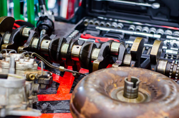 istock Disassemble engine block vehicle. Motor capital repair. 1270894730
