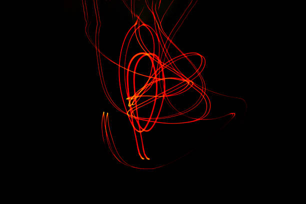 istock Creative conceptual fine art photography motion blur sparkle light trail on dark background copy space for text. Artistic design by lamp fire flame line at night slow shutter speed of camera exposure. 1270907130