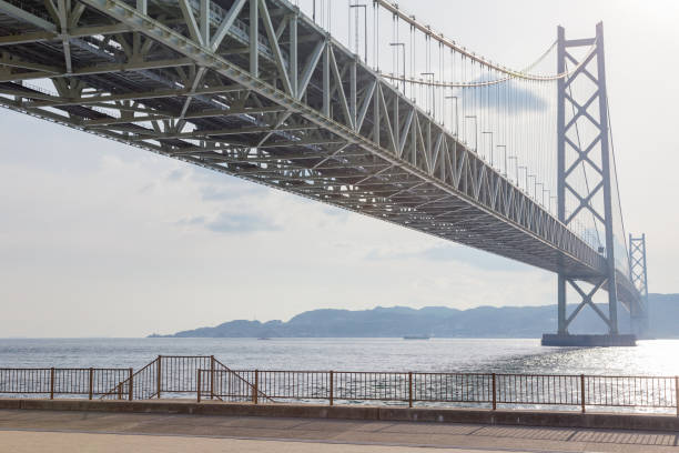 istock Akashi Kaikyo suspension Bridge across ocean 1270916618