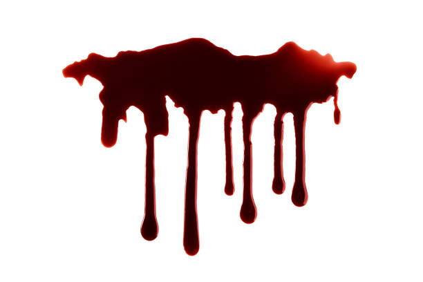 istock Blood Dripping with Clipping Path Isolated on White background. Halloween Concept 1270920438
